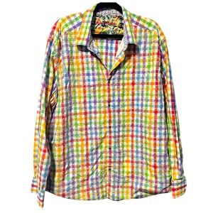 ROBERT GRAHAM Sz4XL EMBROIDERED PLAID CLASSIC FIT LONG SLEEVE SHIRT MULTICOLOR
